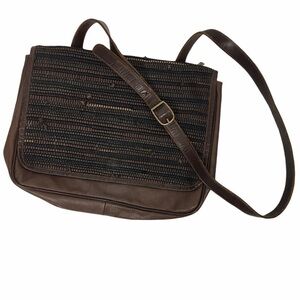 VINTAGE Purse Leather Epitomé Woven Crossbody Bag Boho 90s Y2K Made in Italy